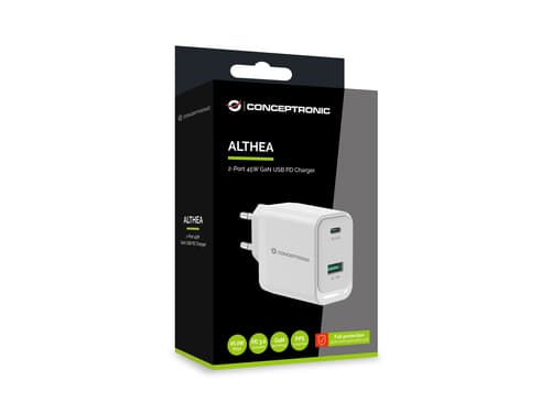 Conceptronic ALTHEA20W45 Caricabatterie per dispositivi mobili Universale Bianco AC Ricarica rapida Interno