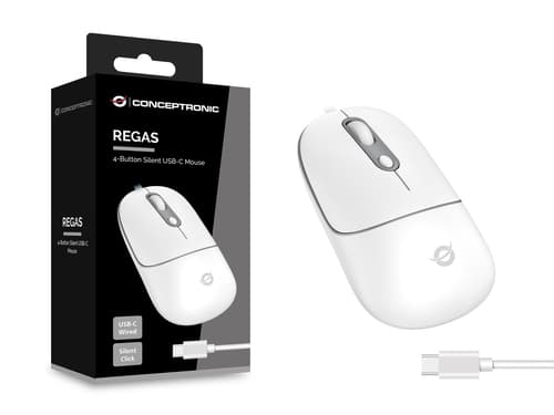 Conceptronic REGAS02W mouse Universale Ambidestro USB tipo-C Ottico 2400 DPI