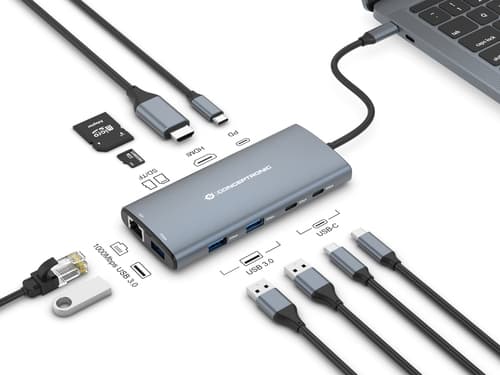 Conceptronic DONN06G replicatore di porte e docking station per laptop Cablato USB 3.2 Gen 1 (3.1 Gen 1) Type-C Grigio