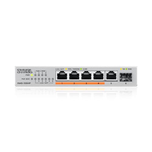 Zyxel XMG-105HP Non gestito 2.5G Ethernet (100/1000/2500) Supporto Power over Ethernet (PoE) Argento
