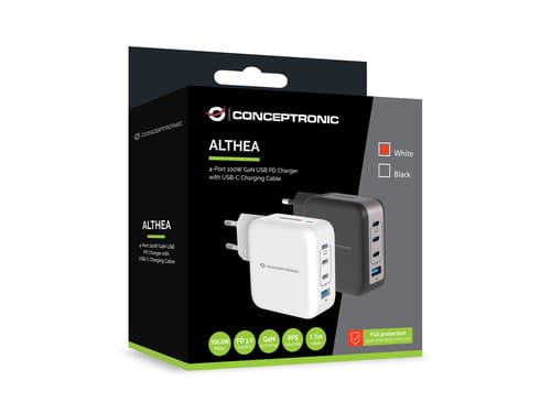 Conceptronic ALTHEA18W Caricabatterie per dispositivi mobili Universale Bianco AC Ricarica rapida Interno
