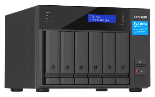 QNAP TVS-h674 NAS Tower Intel® Core™ i3 i3-12100 16 GB DDR4 0 TB QuTS hero Nero