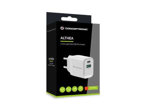 Conceptronic ALTHEA19W33 Caricabatterie per dispositivi mobili Universale Bianco AC Ricarica rapida Interno