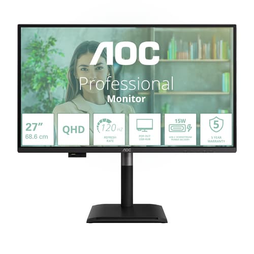 AOC Q27P4U Monitor PC 68,6 cm (27") 2560 x 1440 Pixel Wide Quad HD Nero