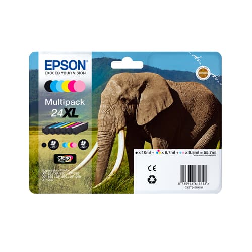 Epson Elephant Multipack 6 colori Claria Photo HD Elefante 24XL