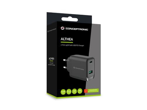 Conceptronic ALTHEA20B45 Caricabatterie per dispositivi mobili Universale Nero AC Ricarica rapida Interno