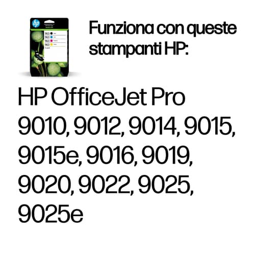 HP Confezione da 4 cartucce di inchiostro nero, ciano, magenta, giallo originali 963