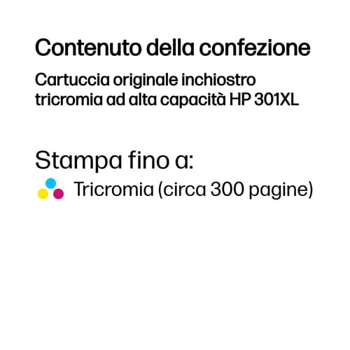 HP Cartuccia originale inchiostro tricromia ad alta capacità 301XL