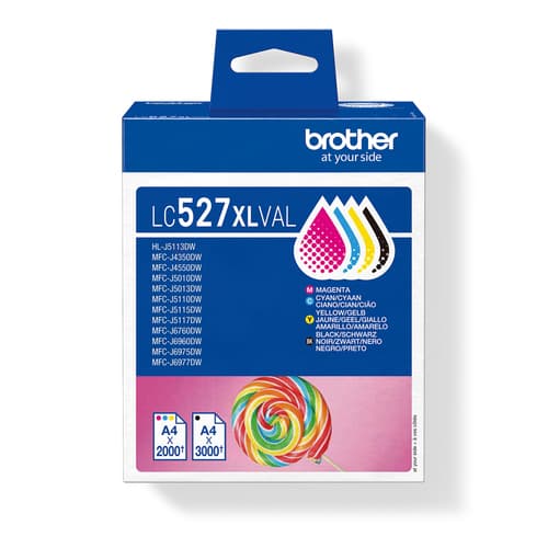 Brother LC527XLVAL cartuccia d'inchiostro 4 pz Originale Resa elevata (XL) Nero, Ciano, Magenta, Giallo