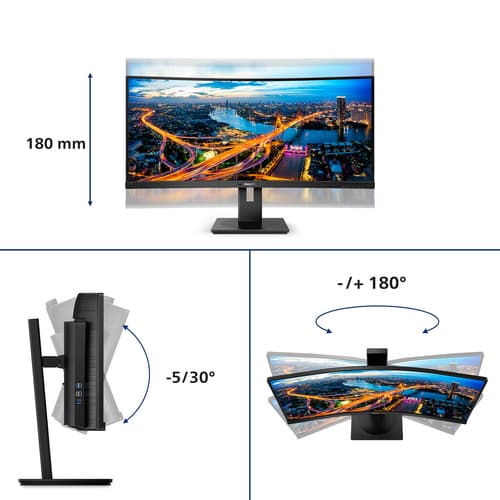 Philips B Line 345B1C/00 Monitor PC 86,4 cm (34") 3440 x 1440 Pixel Quad HD LCD Nero