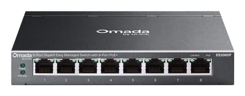 TP-Link Omada ES208GP switch di rete Gestito L2 Gigabit Ethernet (10/100/1000) Supporto Power over Ethernet (PoE) Guida DIN Nero