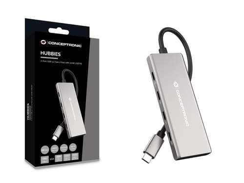Conceptronic HUBBIES17G hub di interfaccia USB 3.2 Gen 2 (3.1 Gen 2) Type-C 10000 Mbit/s Grigio