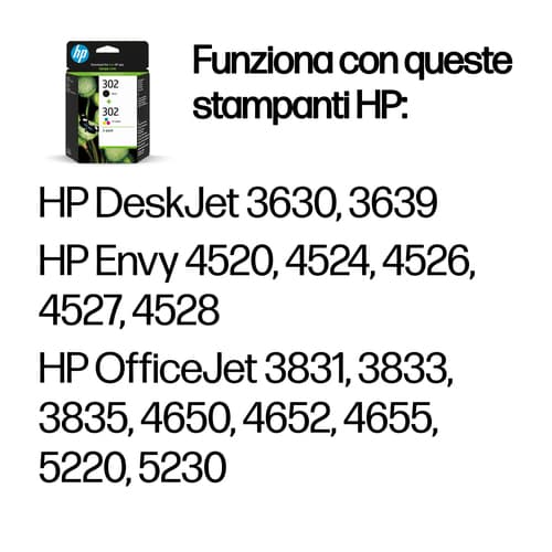 HP Confezione da 2 cartucce d'inchiostro nero/tricromia originali 302