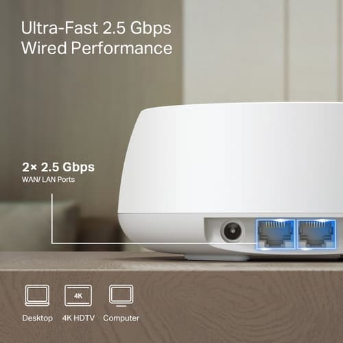 TP-Link DECO BE25(2-PACK) sistema Wi-Fi Mesh Dual-band (2.4 GHz/5 GHz) Wi-Fi 7 (802.11be) Bianco Interno