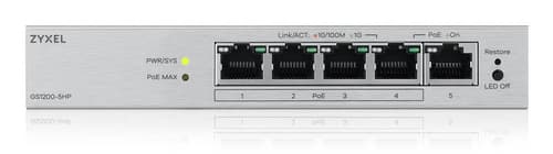 Zyxel GS1200-5HPV3 Gestito L2 Gigabit Ethernet (10/100/1000) Supporto Power over Ethernet (PoE) Desktop Grigio