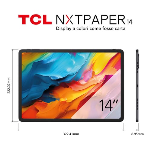 TCL NXTPAPER 14 Mediatek 256 GB 36,3 cm (14.3") 8 GB Wi-Fi 5 (802.11ac) Android 14 Grigio