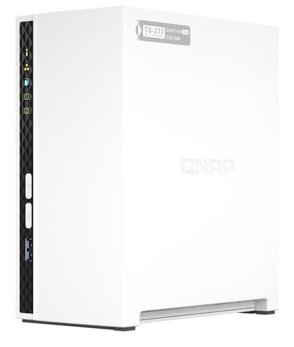 QNAP TS-233 server NAS e di archiviazione Tower ARM Cortex-A55 2 GB 0 TB QNAP QTS Bianco