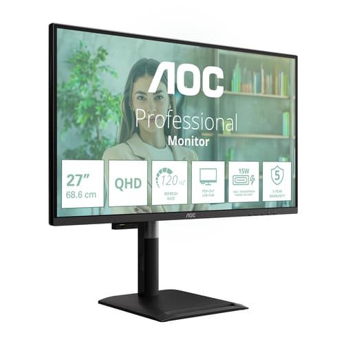AOC Q27P4U Monitor PC 68,6 cm (27") 2560 x 1440 Pixel Wide Quad HD Nero