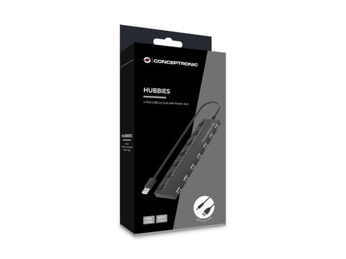 Conceptronic HUBBIES08B hub di interfaccia USB 2.0 480 Mbit/s Nero