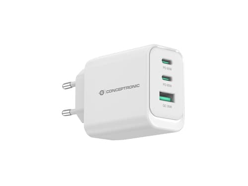 Conceptronic ALTHEA21W65 Caricabatterie per dispositivi mobili Universale Bianco AC Ricarica rapida Interno