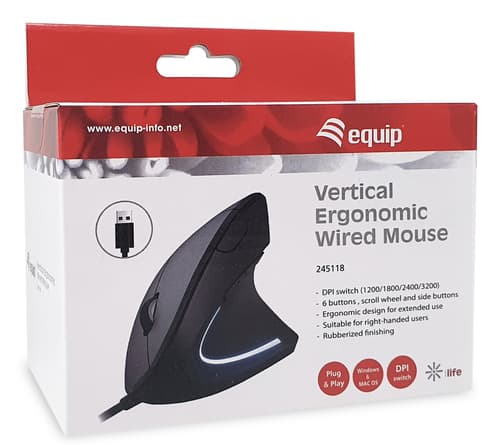 Equip 245118 mouse Universale Mano destra USB tipo A Ottico 3200 DPI