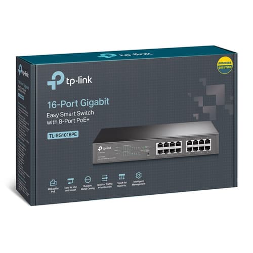 TP-Link TL-SG1016PE switch di rete Gestito L2 Gigabit Ethernet (10/100/1000) Supporto Power over Ethernet (PoE) Nero