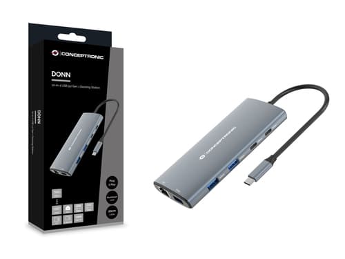 Conceptronic DONN06G replicatore di porte e docking station per laptop Cablato USB 3.2 Gen 1 (3.1 Gen 1) Type-C Grigio