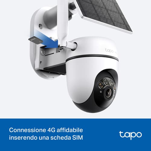 TP-Link Tapo TC90G KIT Telecamera di sicurezza outdoor motorizzata 2K, 4G LTE con batteria e pannello solare incluso
