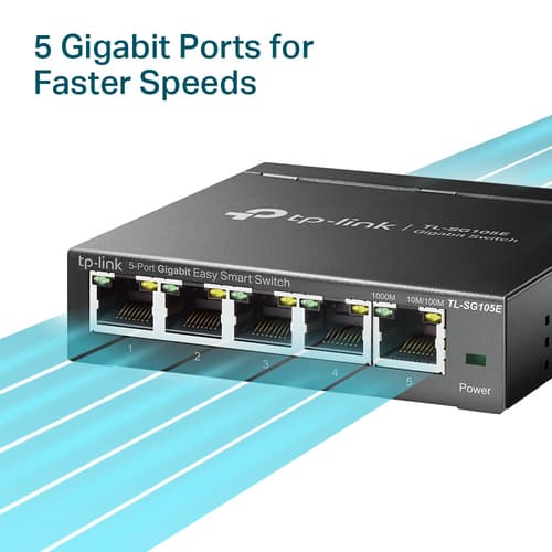 TP-Link TL-SG105E switch di rete Gestito L2 Gigabit Ethernet (10/100/1000) Nero