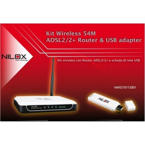 Nilox Kit ADSL Wireless 54M Router + USB router wireless Bianco