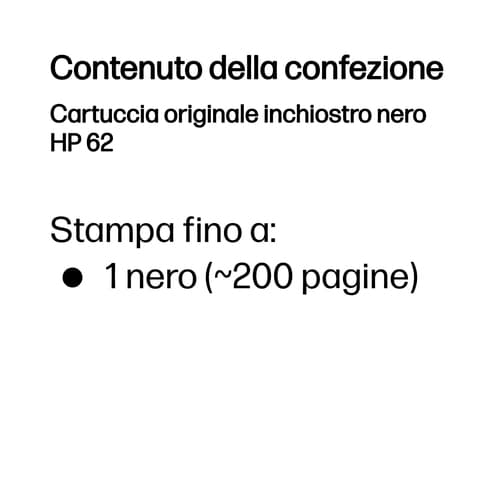 HP Cartuccia originale inchiostro nero 62