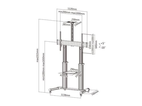 Equip 650605 Carrello LFD con display telescopico ultra grande da 60 a 100 pollici