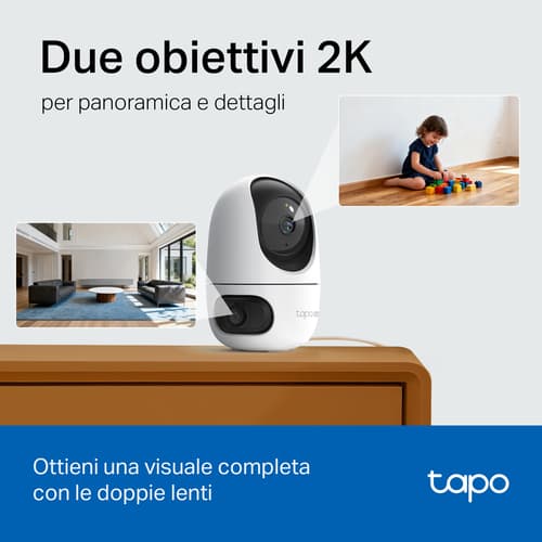 TP-Link Tapo C245D Telecamera di sicurezza indoor motorizzata 2K con doppio obiettivo