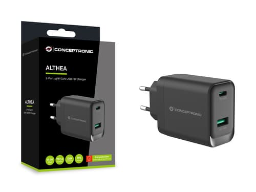 Conceptronic ALTHEA20B45 Caricabatterie per dispositivi mobili Universale Nero AC Ricarica rapida Interno