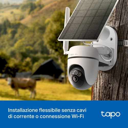 TP-Link Tapo TC90G KIT Telecamera di sicurezza outdoor motorizzata 2K, 4G LTE con batteria e pannello solare incluso