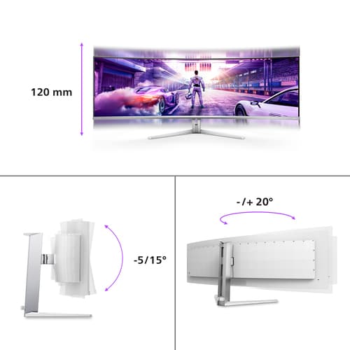 Philips Evnia 8000 49M2C8900/00 Monitor PC 124,2 cm (48.9") 5120 x 1440 Pixel Dual QHD QD-OLED Bianco