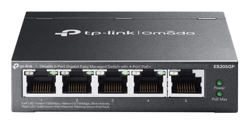 TP-Link Omada ES205GP switch di rete Gestito Gigabit Ethernet (10/100/1000) Supporto Power over Ethernet (PoE) Nero