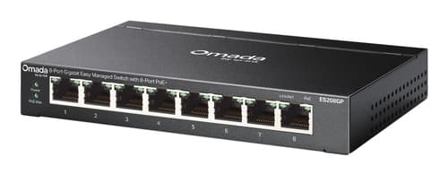 TP-Link Omada ES208GP switch di rete Gestito L2 Gigabit Ethernet (10/100/1000) Supporto Power over Ethernet (PoE) Guida DIN Nero