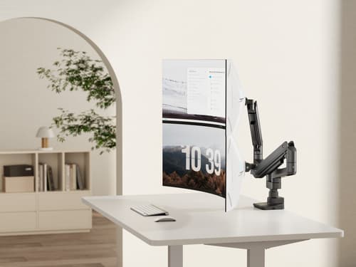 Equip Staffa di montaggio da scrivania per doppio monitor per uso intensivo da 17“-35”, nero