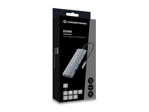 Conceptronic DONN06G replicatore di porte e docking station per laptop Cablato USB 3.2 Gen 1 (3.1 Gen 1) Type-C Grigio