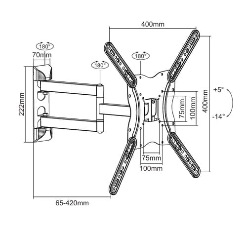 Equip Staffa per montaggio a parete del televisore articolato da 23” a 55”