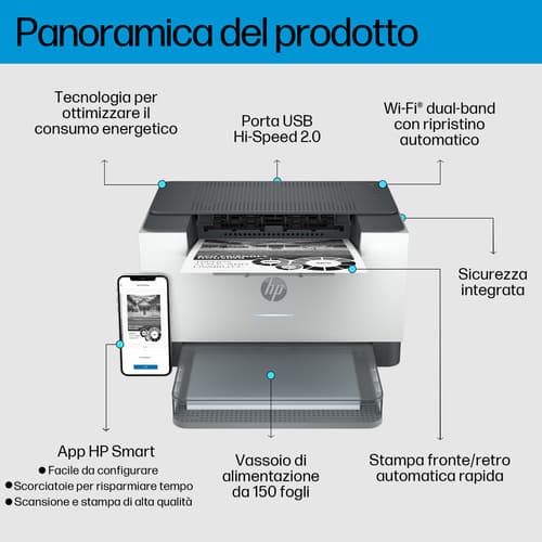 HP LaserJet M209dw Wireless Bianco e nero Stampante, Fronte/retro