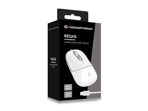 Conceptronic REGAS02W mouse Universale Ambidestro USB tipo-C Ottico 2400 DPI