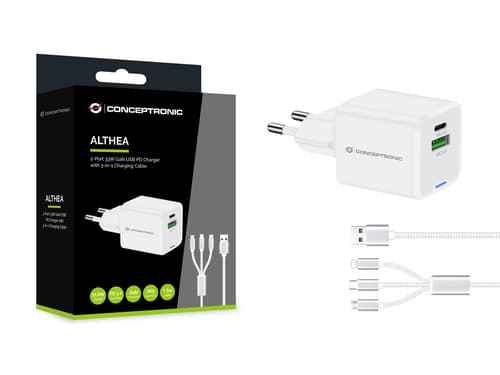 Conceptronic ALTHEA16W Caricabatterie per dispositivi mobili Universale Bianco AC Ricarica rapida Interno