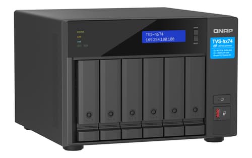 QNAP TVS-h674 NAS Tower Intel® Core™ i3 i3-12100 16 GB DDR4 0 TB QuTS hero Nero