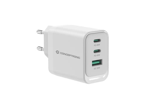 Conceptronic ALTHEA21W65 Caricabatterie per dispositivi mobili Universale Bianco AC Ricarica rapida Interno